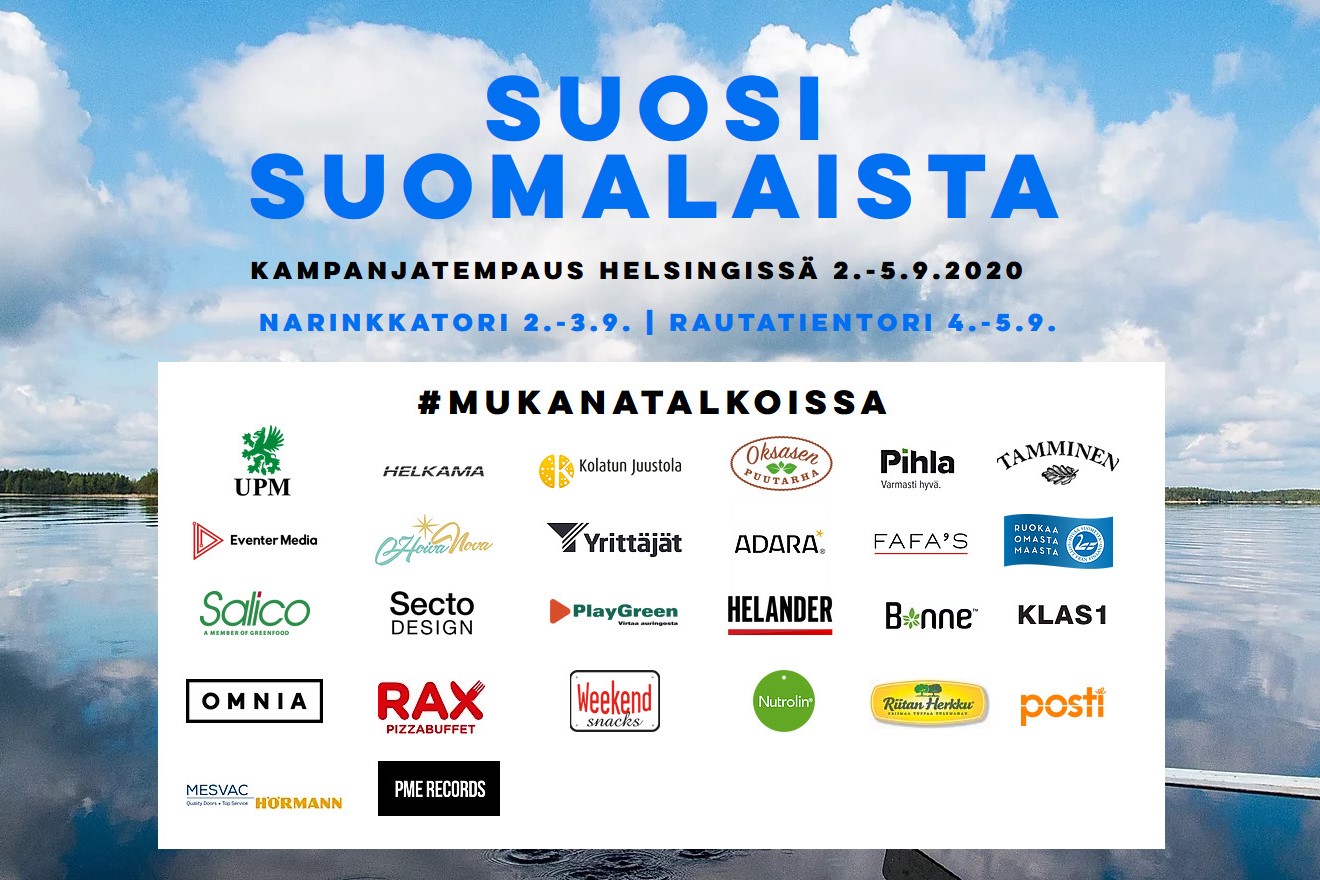 1 kpl LED-suurtaulu (11 m2) | Narinkkatori (Kamppi) Helsinki |  2.-3.9.2020 | Suosi Suomalaista ulkomainoskampanja 2